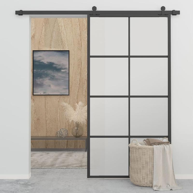 Vidaxl porte coulissante quincaillerie aluminium verre esg 102,5x205cm 3056805_1