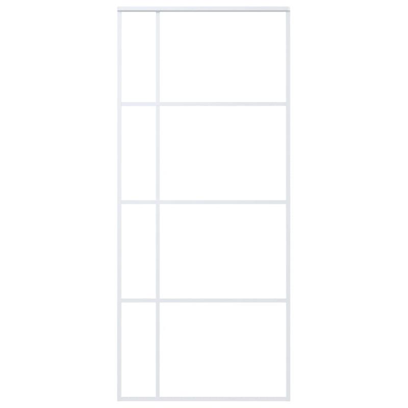 Vidaxl porte coulissante verre esg et aluminium 90x205 cm blanc 151684_1