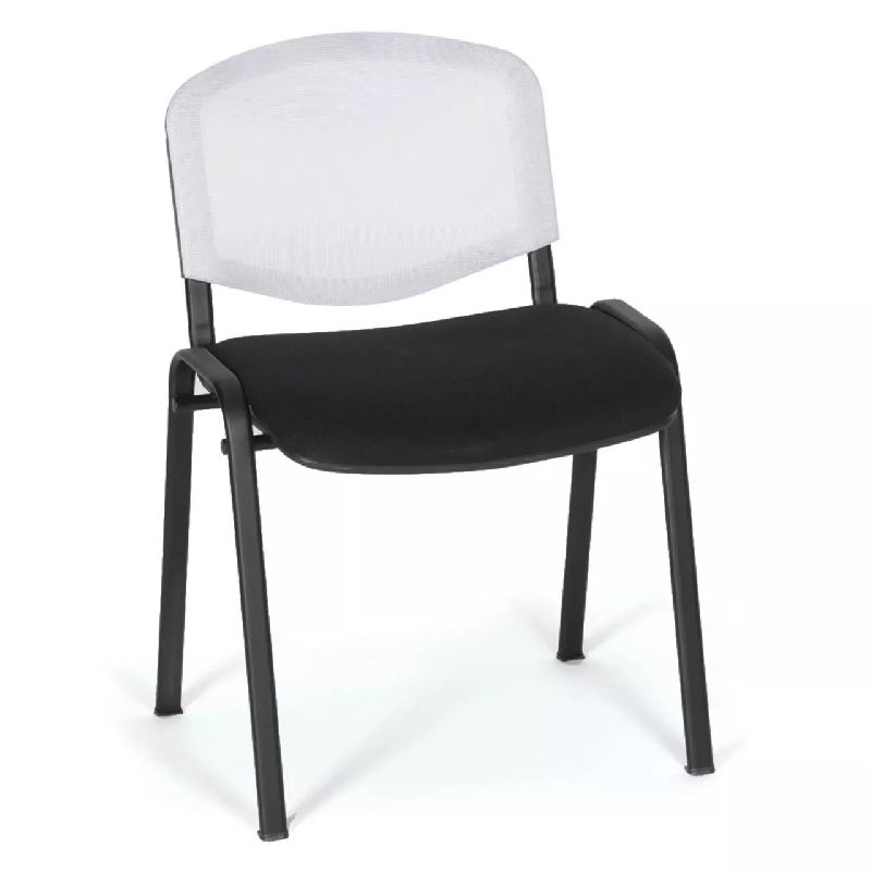 Chaise polyvalente empilable dossier résille - assise tapissée So Catanzaro - Kit tablette avec 1 accoudoir - Droitier, M09_1