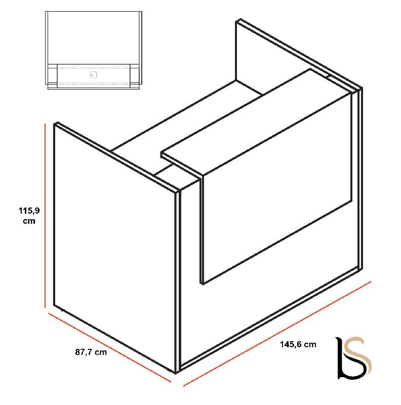 Comptoir d'accueil lumineux pour 2 personnes TERA  - MDD - 146, Chêne Canadien, Blanc mat_1