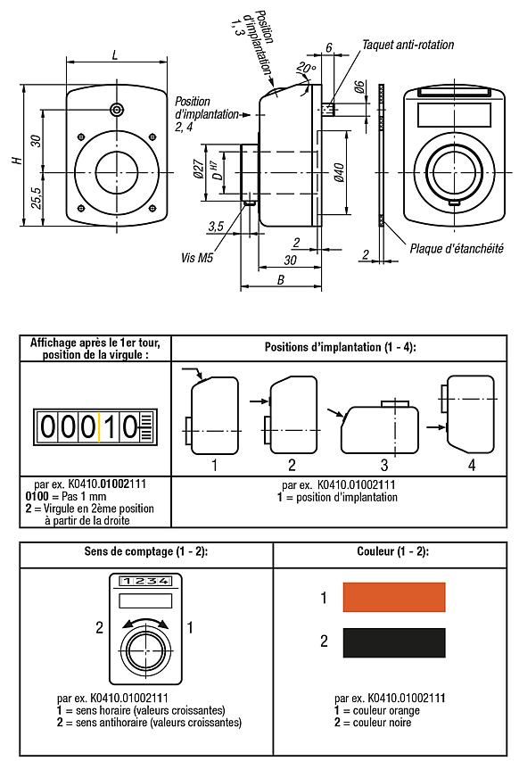 Indicateur de position - Kipp - Pas 1 - K0410.01002111 - Carter résistant aux chocs et affichage haute précision_1