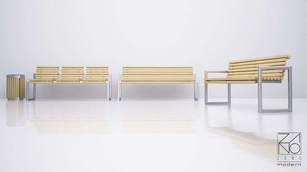 Poubelle publique Argo 03.066.Sn - Zano - 70L - Acier noir ou inoxydable et lattes en bois_1