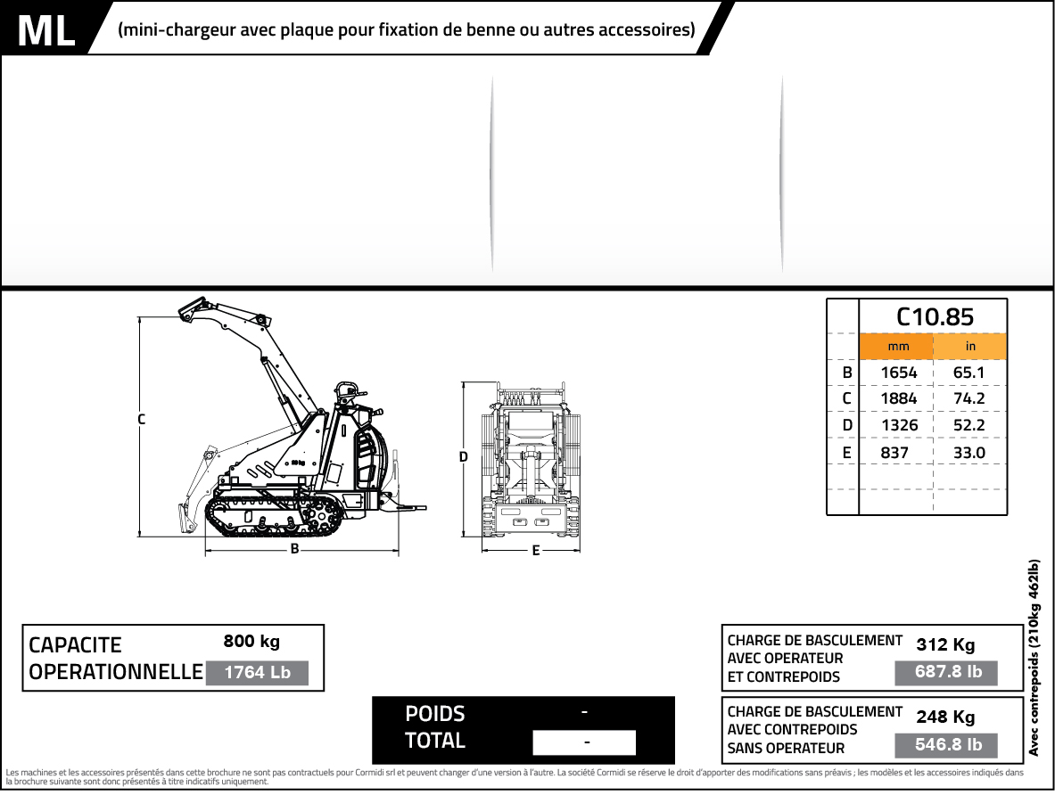 Mini-chargeuse - Cormidi C10.85 - capacité 800kg_1