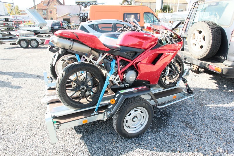 Remorque sans frein de fabrication française avec la structure châssis modulaire en acier galvanisé pour le transport de 2 moto - erde - ch 751 te2_1