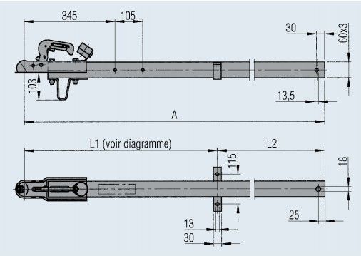 200 350 03 - Timon pour remorque - DEXKO Global - Version A1 - Côté A 1875 mm - Non freiné - Jusqu'à 750 kg de PTAC_1