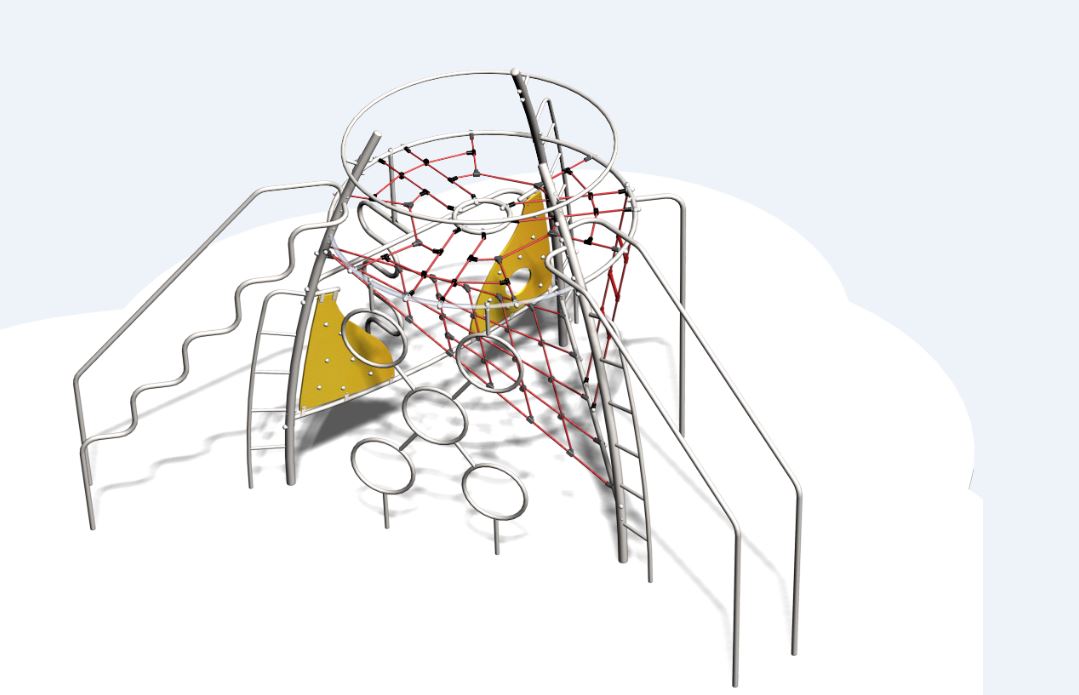 Structure de jeux combinées inox - gamme Delta3 - pour 20 enfants - Créa Équipements_1