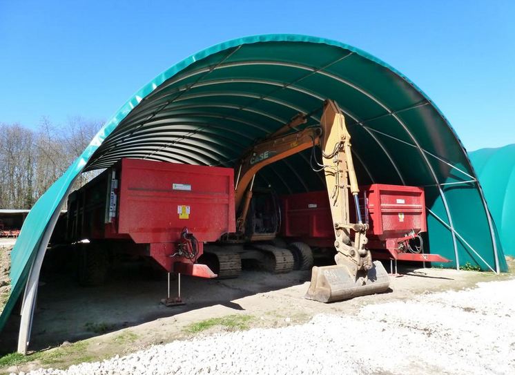 Tunnel de stockage 12 m / ouvert / structure en acier / couverture en pvc / avec fondation_1