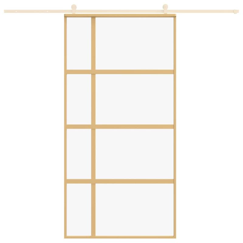 Vidaxl porte coulissante doré 102,5x205cm verre esg clair et aluminium 155192_1