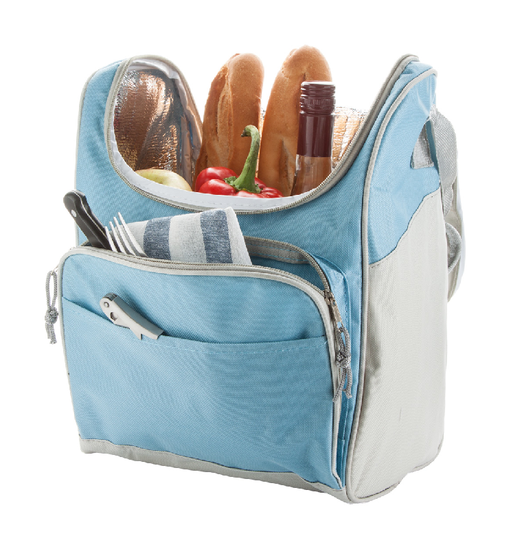 Sac isotherme zippé - bandoulière réglable - 600D polyester - couleur bleu ciel_1