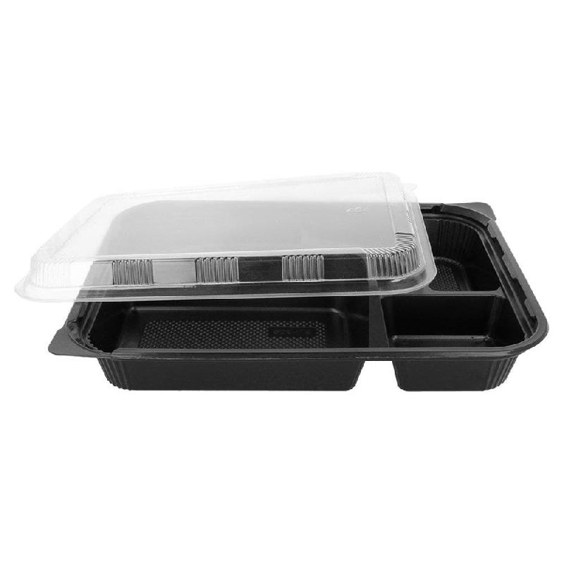 Barquette micro ondable 4 comp fond noir +couv transp 27x20,6x5cm - par 300_1
