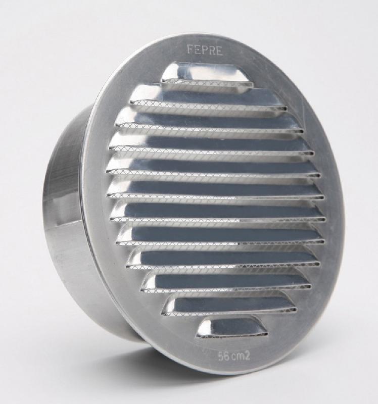 Grille d'aération aluminium naturel - Ø12.5 cm - Usage intérieur/extérieur - Avec moustiquaire_1
