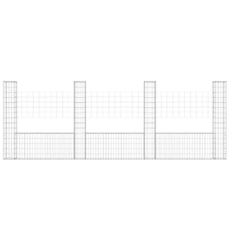 Vidaxl panier de gabion en forme de u avec 4 poteaux fer 380x20x150 cm 151284_1