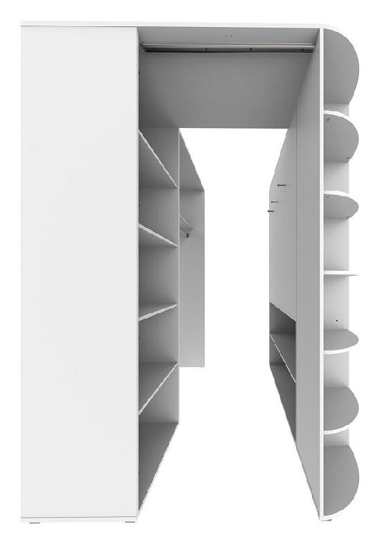 Armoire dressing d'angle VOLVERINE blanc/gris graphite - nombreux rangements, penderie et casiers_1