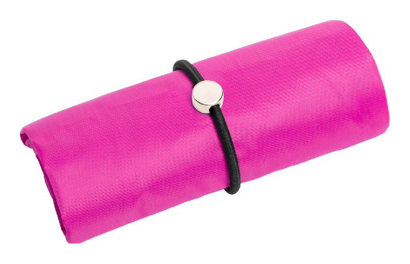 Sac shopping pliable - Polyester 190D - Bracelet en caoutchouc - Couleur fuchsia - Poids 22g_1