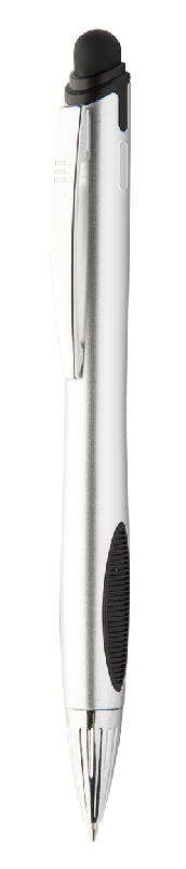 Stylo à bille stylet en plastique avec clip métallique - lampe LED pour marquage gravure - encre bleue_1