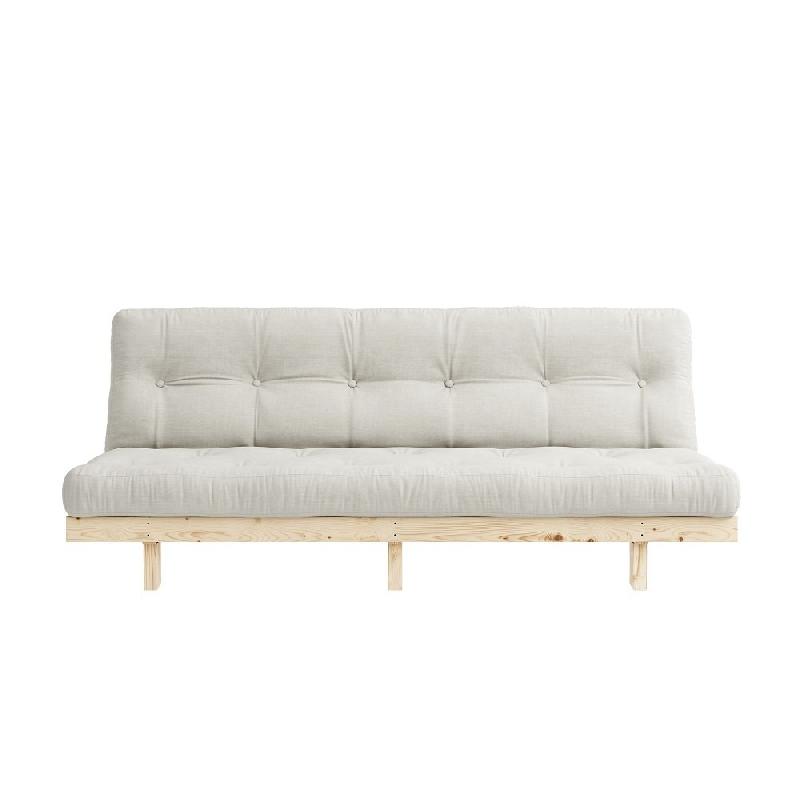 Banquette convertible futon LEAN - Pin massif naturel - Couchage 130x190 cm - Matelas futon capitonné_1