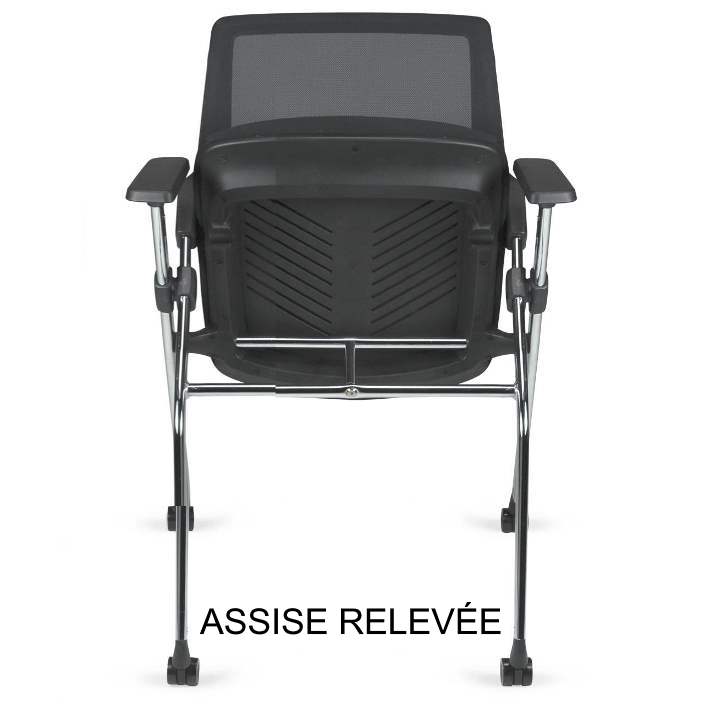 Chaise empilable anny sur roulettes, assise relevable_1