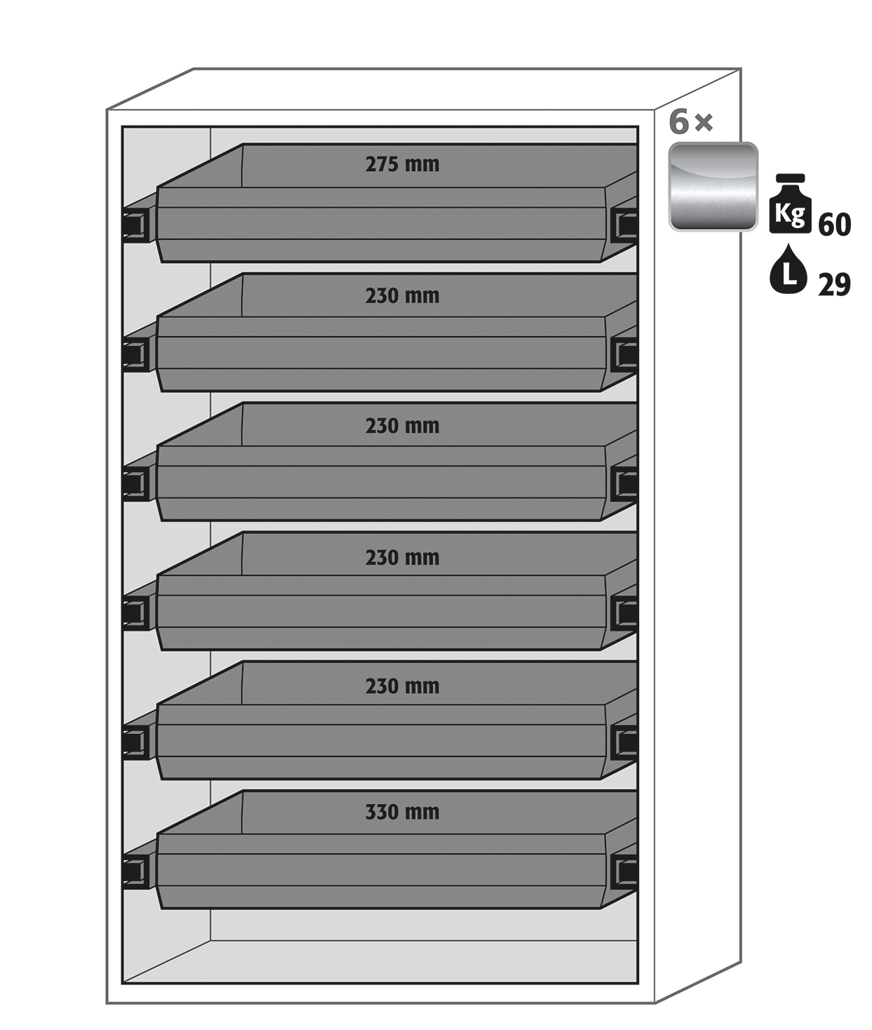 Armoire de sécurité S-CLASSIC-90 - Modèle S90.196.120.WDAS - Réf 30116-002-33729 - Type 90/30 - Stockage substances inflammables selon NF EN 14470-1_1