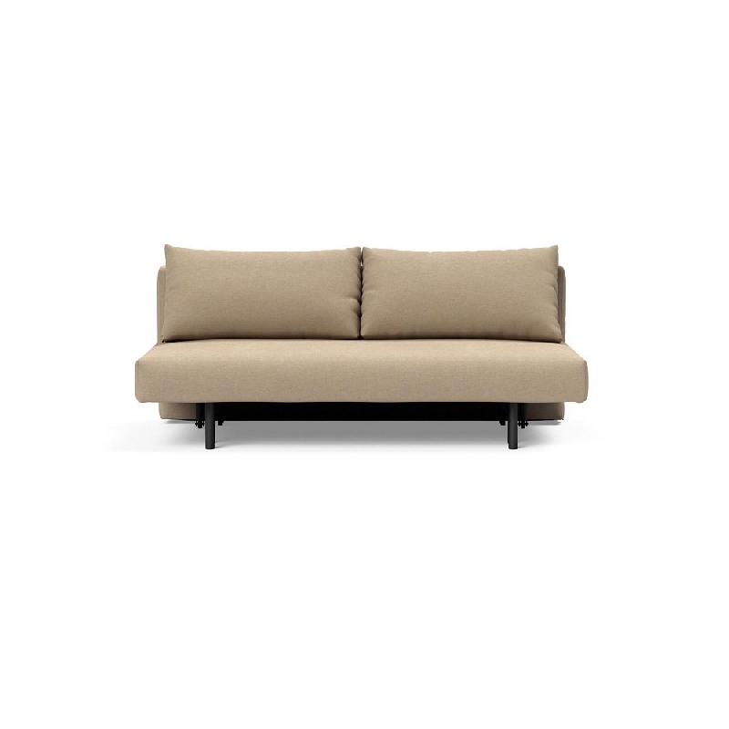 Canapé design Achillas multifonction convertible - lit 155x200 cm - pieds métal noir - tissu Phobos Mocha_1