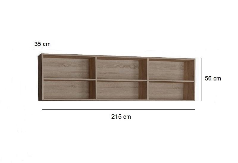 SURMEUBLE 6 NICHES DE RANGEMENTS POUR LIT ESCAMOTABLE HORIZONTAL 140 X 200 CM HAUTEUR 56 CM FINITION CHÊNE NATUREL_1