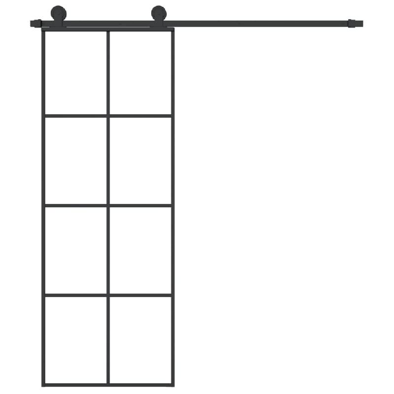 Vidaxl porte coulissante avec kit de quincaillerie 76x205 cm verre esg 3152139_1