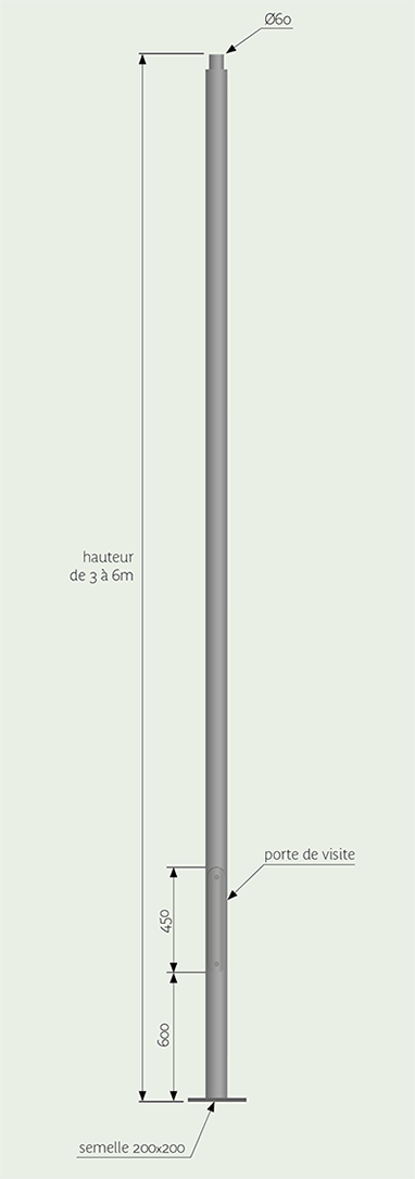 Mât d'éclairage public cylindrique alux / hauteur 2.5 - 6 m / en aluminium thermolaqué / diamètre 90 - 120 mm_1