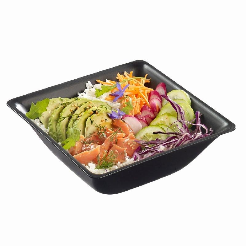 Saladier Fluid' PP réemployable 1400ml 18.9x18.9x6.6cm anthracite mat - par 50_1
