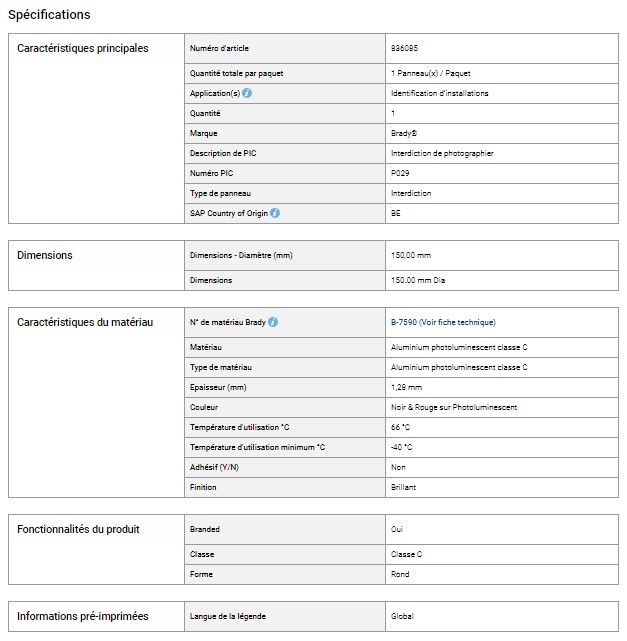 836085 - signalisations sécurité travail - brady - dimensions: 150.00 mm dia_1