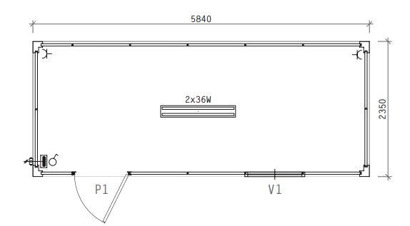 AIS-3 - constructions modulaires - Panelais - Dimensions 5840x2350 mm - Superficie 13,72 m² - Équipements inclus_1