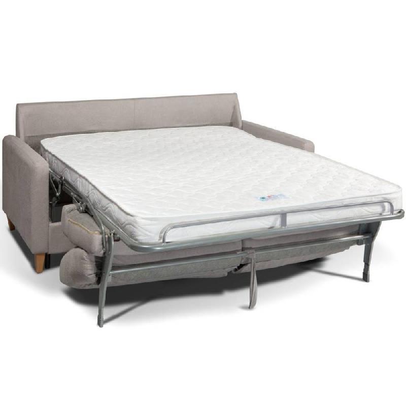 Canapé convertible Nordic - Matelas 16 cm - Système express - Sommier à lattes 120 cm - Tweed gris clair - RENATONISI_1