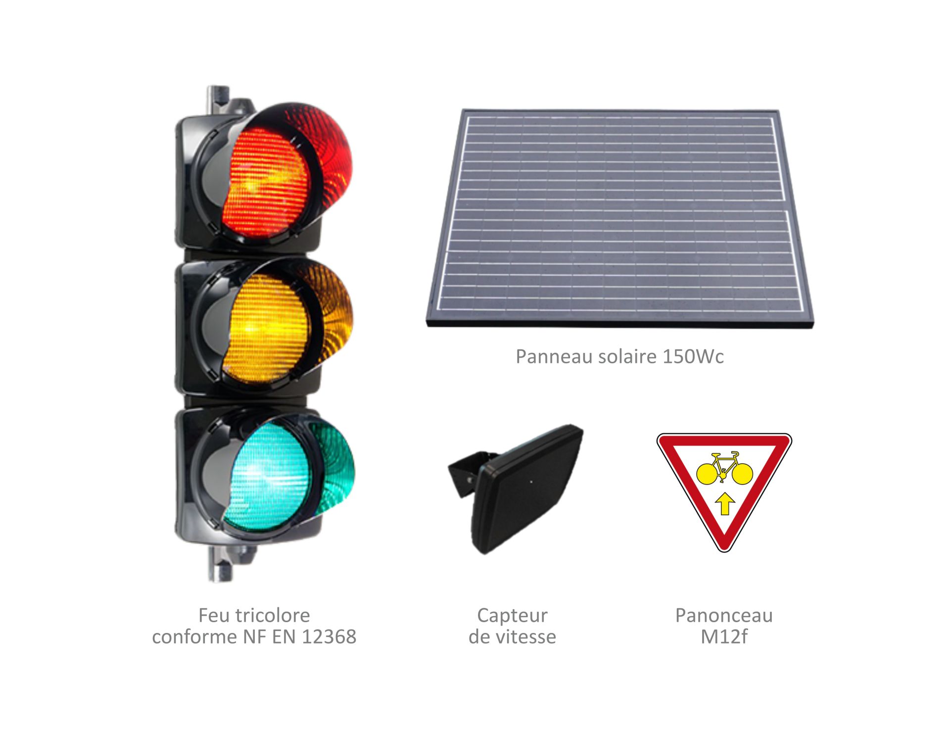 Feu récompense tricolore - Alimentation solaire autonome - Feu intelligent pour réguler la vitesse_1