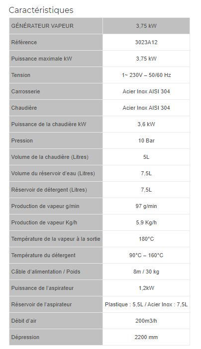 Steam Box Vac - Nettoyeur vapeur professionnel - SAS D2 Concept - 10 bar - puissance max : 3,75 kW - 3023A12_1
