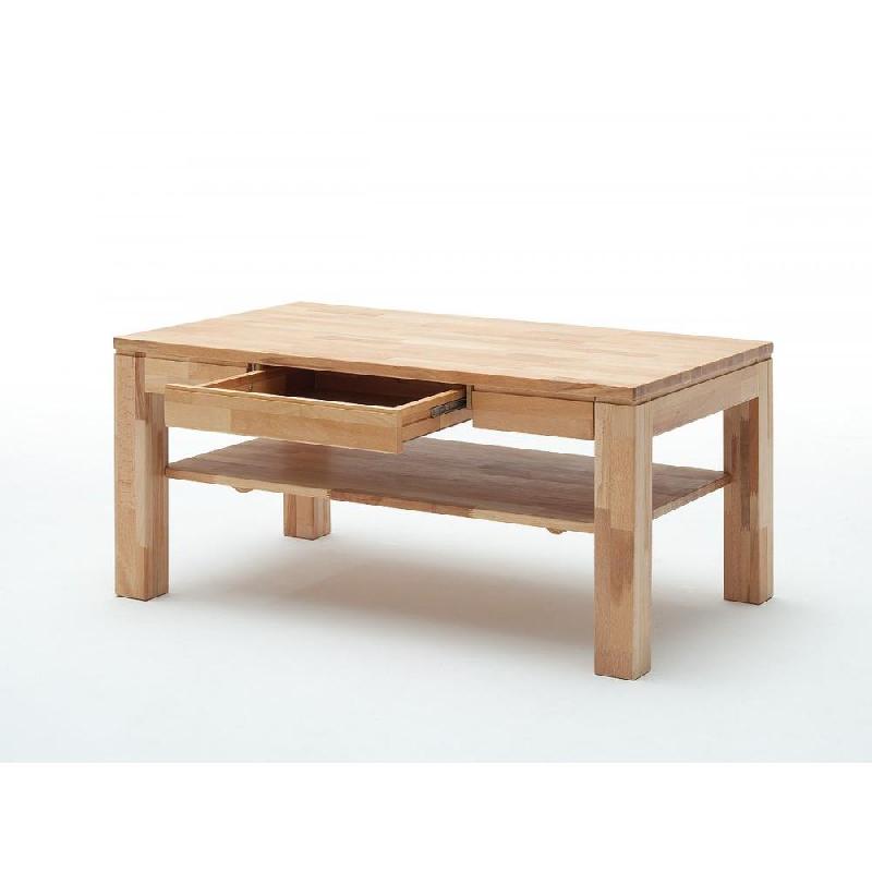 Table basse LUANDA 115 x 70 cm en hêtre massif huilé et ciré - 1 tiroir et étagère basse_1