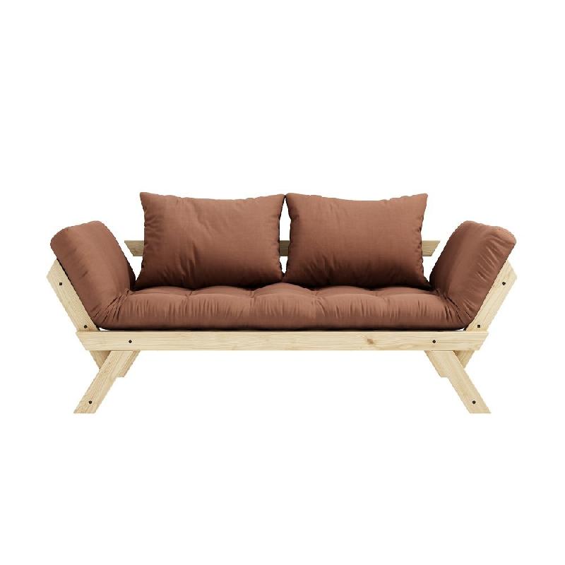 Banquette méridienne futon BEBOP - Pin naturel - Coloris brun argile - Couchage 75x200 cm - Convertible lit d'appoint_1