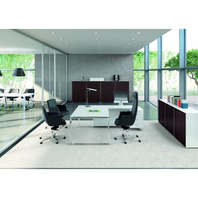 Bureau de direction en bois X7 avec retour et caisson porteur 4 tiroirs - Référence X7C01_SELECTION - Fabricant QUADRIFOGLIO_1