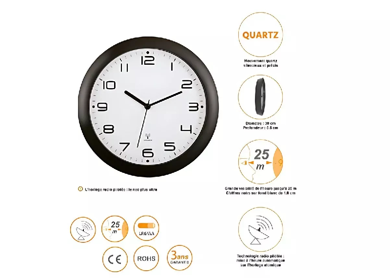 Horloge radio pilotée noire_1