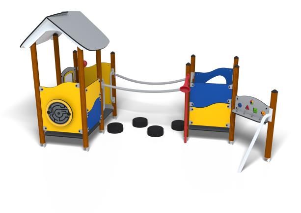 Structure multi-jeux 3 à 5 ans - UniMini Boren 8098205 - Hags - Jaune/Bleu avec fondation à enterrer_1