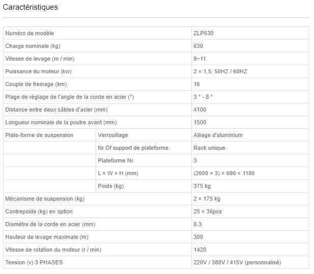 Zlp630 - nacelle suspendue en alliage d'aluminium - usage professionnel et ajustable_1