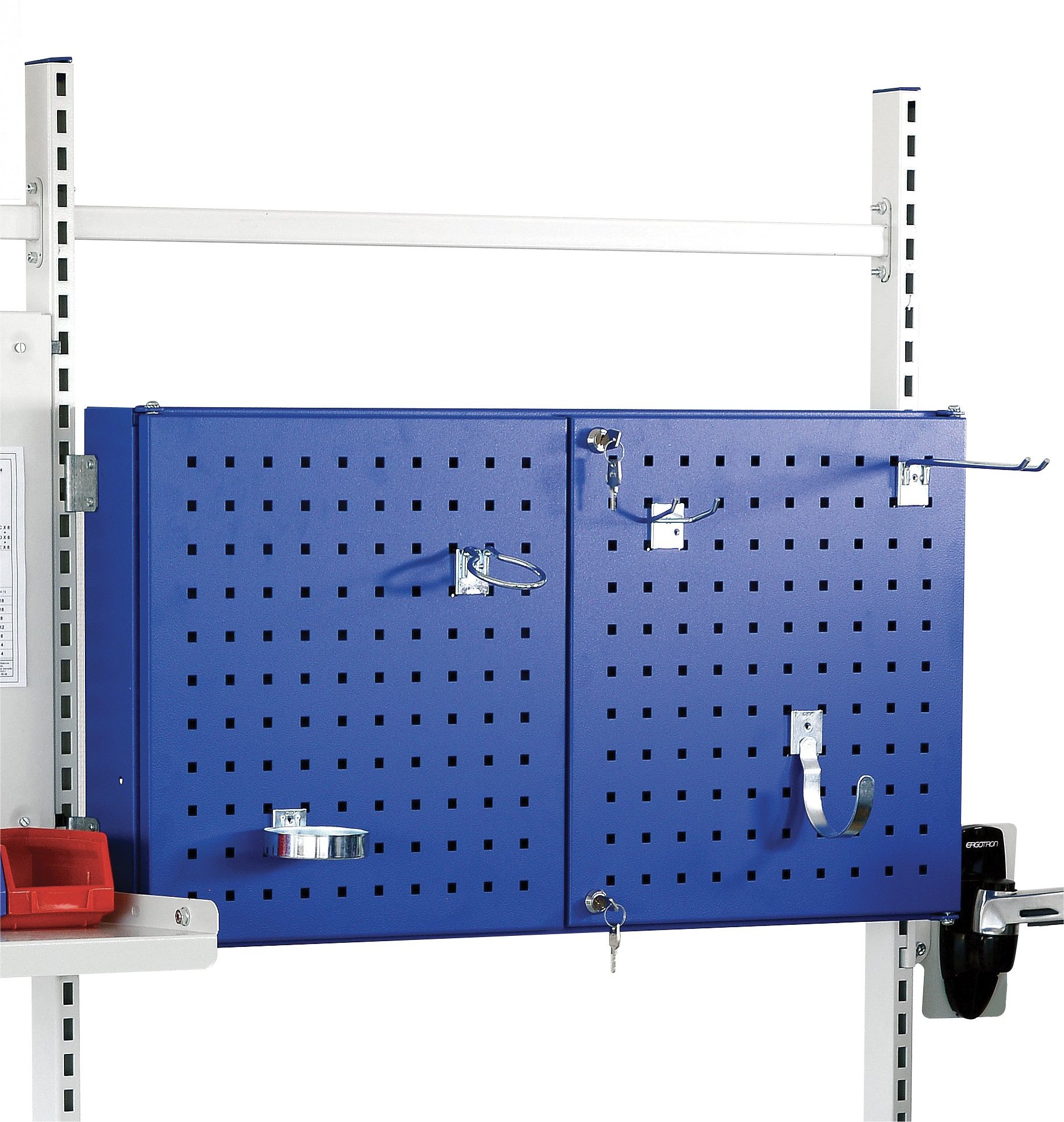 Armoire perforée - hauteur 475mm - 2 portes battantes perforées avec fermeture à clés_1