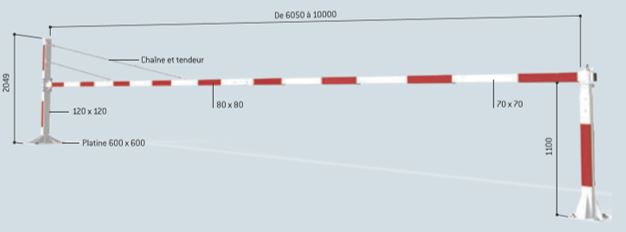 Barrière universelle tournante XL - Extra longue avec tirants en partie supérieure - 602992_1