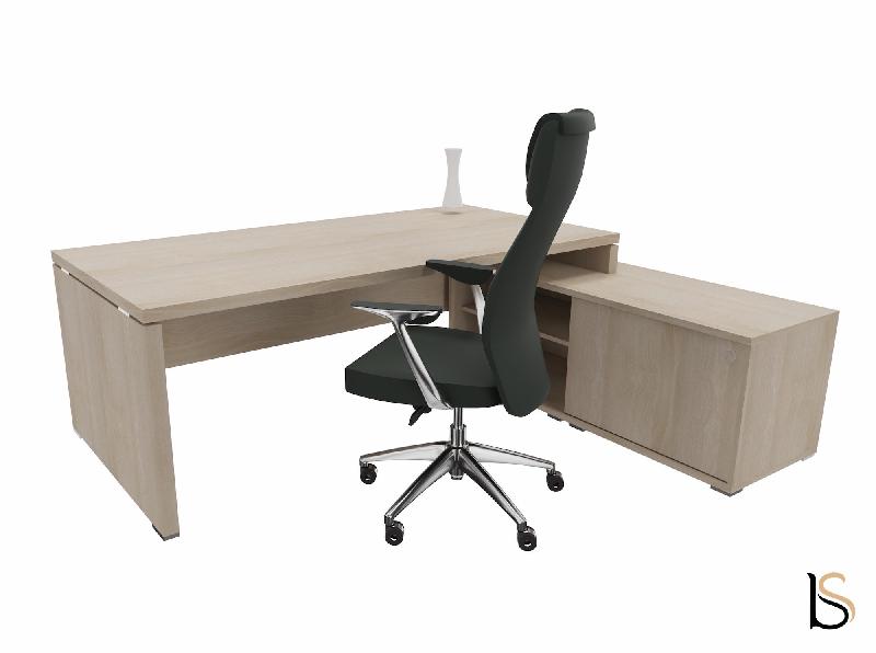 Bureau monochrome TAK avec rangement intégré - Mobel Linea - 225, Acacia clair, Droite_2