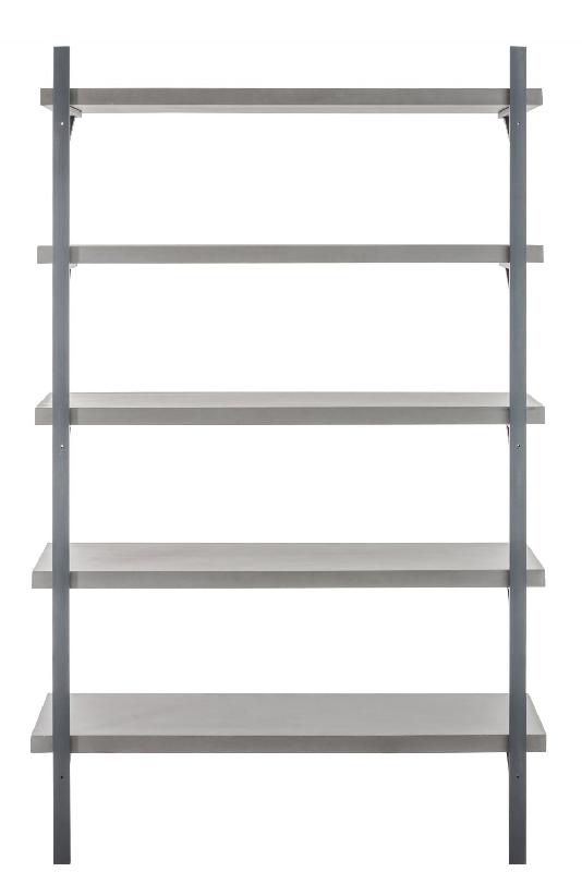 Étagère murale RIGZ - 5 planches en bois et métal gris - Design moderne - L121 x H190 x P40 cm_1