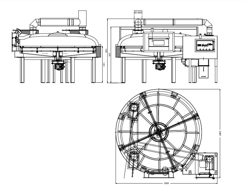Four à pain rotatif à sole tournante avec foyer latéral - Chauffage au bois - Surface utile : 4,9 m² - Référence FBOULR2500FL_1