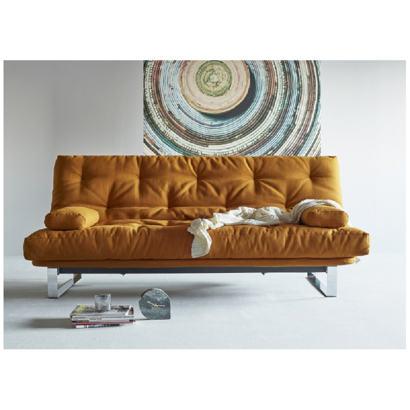 Innovation Living - Canapé convertible clic-clac Minimum - Lit 140x200 cm - Capitonné tissu Elegance Curry - Design moderne et haut de gamme_1