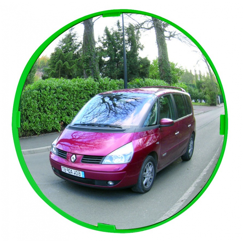 Miroir multi-usages - cadre vert - intérieur ou extérieur - vision 90° - garanties Polymir (3 ans) / PAS (5 ans)_1