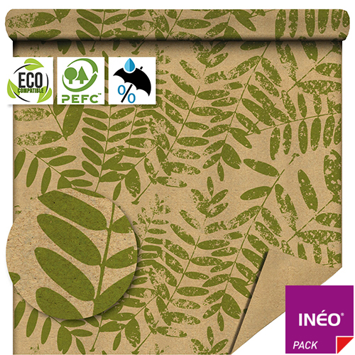 Rouleau papier kraft brun 80g imprimé Accacias - 80cm x 50m - anti-humidité - personnalisable - exclusivité Inéo Pack_1