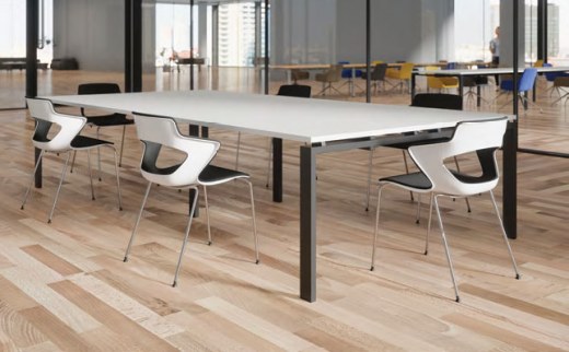 Siège de Réunion NAMI - Référence 8091 SR B - Fauteuil empilable 4 pieds en métal chromé, coque plastique blanche, tissu noir ou gris_1