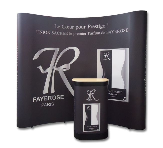 Stand parapluie ViStand - structure courbe en aluminium anodisé avec valisette convertible en comptoir_1