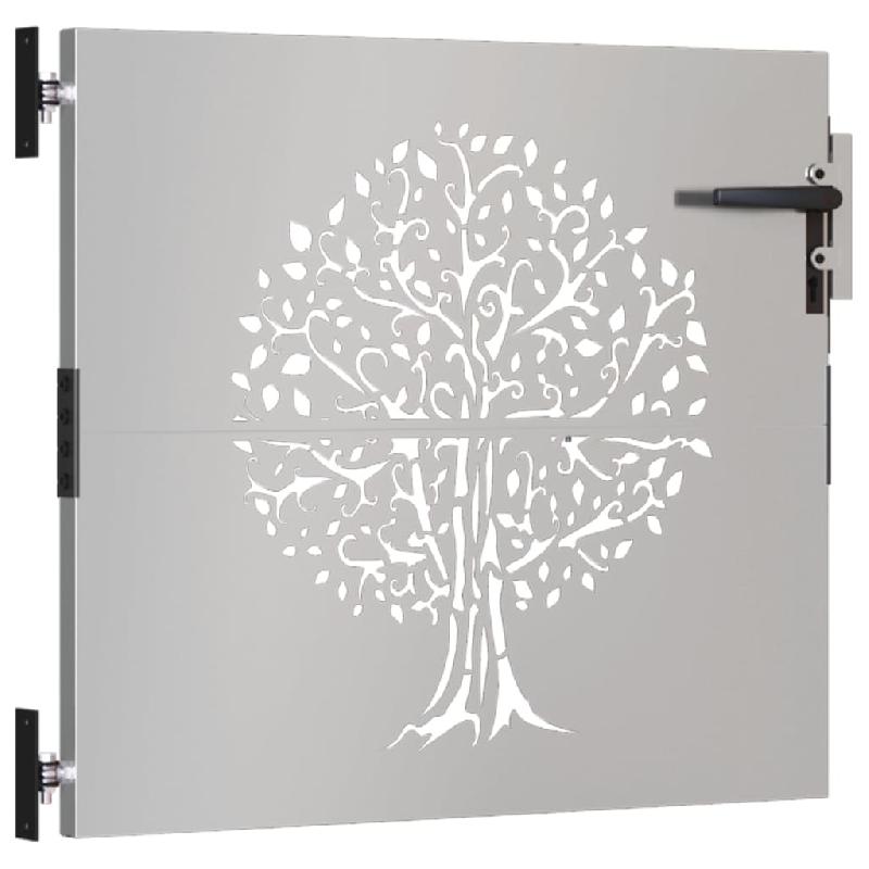 Vidaxl portail de jardin 85x75 cm acier corten conception d'arbre 153208_1