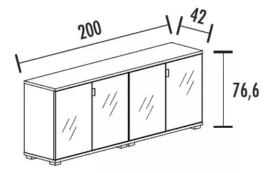 Armoire 4 portes verre 2 étagères (L : 200 cm x P : 42 cm x H : 76,60 cm) So Laroya_1